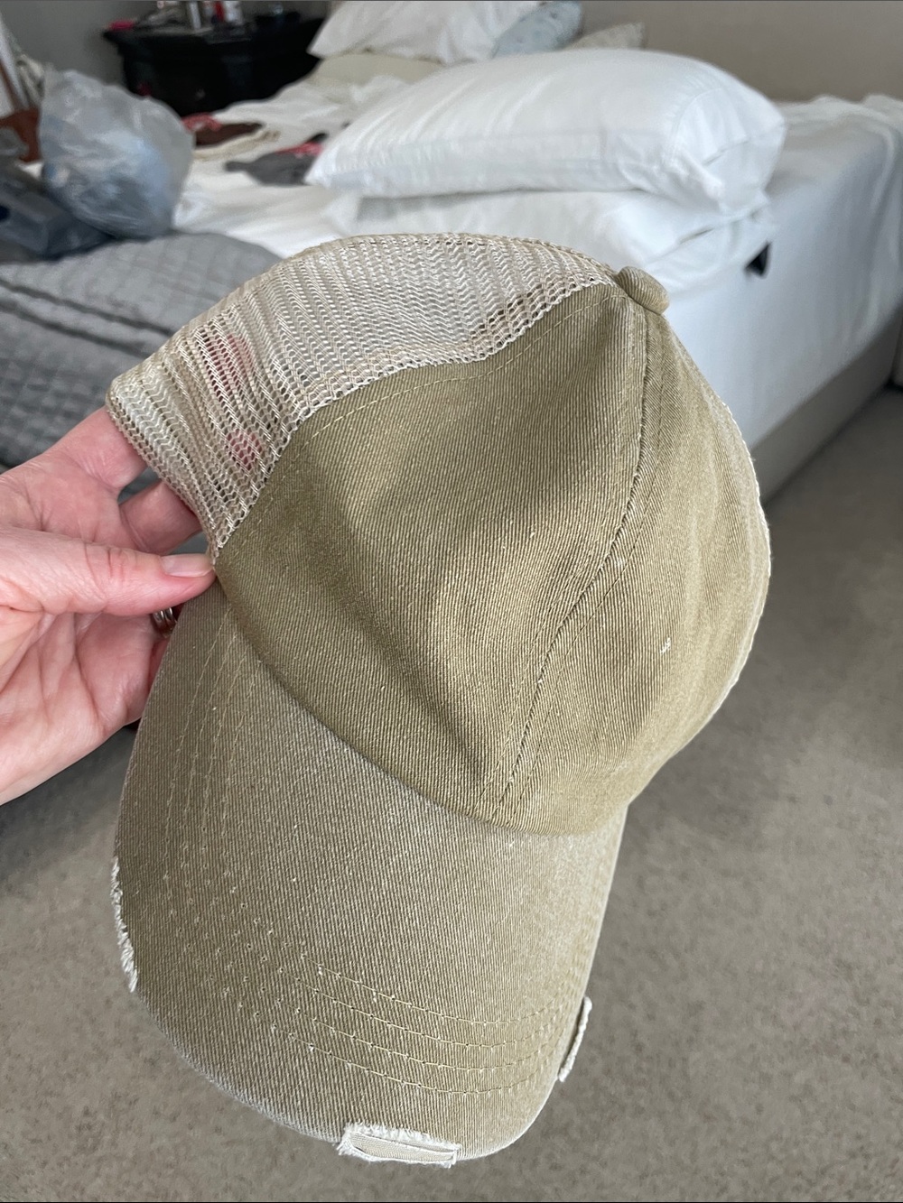 Free People Distressed Mesh Back Trucker Cap